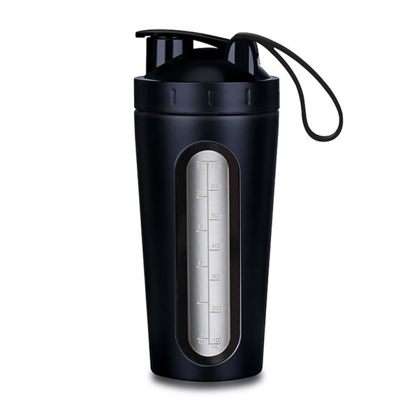 Kwueiit Protein Shaker Bottle Stainless Steel Protein Shaker Vacuum Shaker Bottle 700ml for Protein Mix Pre-Workout Protein Shaker Cup Shaker Ball with Visible Window Stainless Steel Shaker Bottle