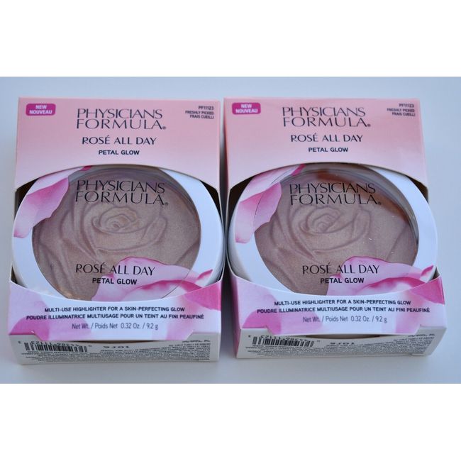 2-PACK Physicians Formula Rose All Day Petal Glow Highlighter Freshly Picked