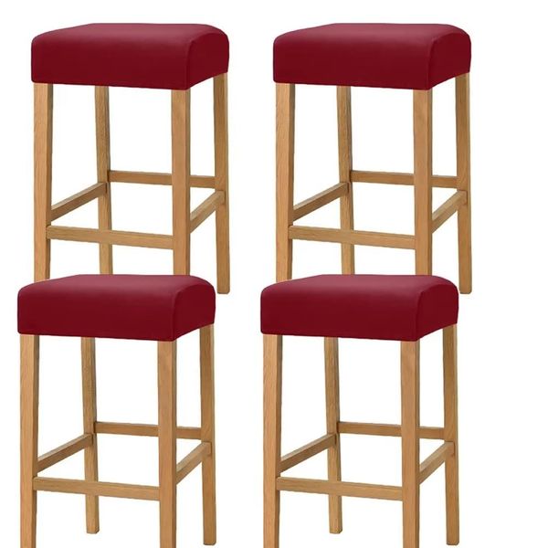 HFCNMY Stool Covers Rectangle,Stretch Rectangle Bar Stool Covers Elastic Chair Seat SlipcoversJacquard Saddle Seat Cover Vanity Stool Cover Counter Stool Covers for Wooden Metal Bench(4 Pack,Red)