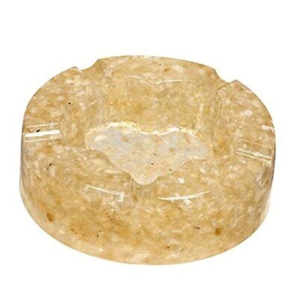 Round Shaped Resin Decorative Stone Bowl for Home Office Healing 4.02" Yellow