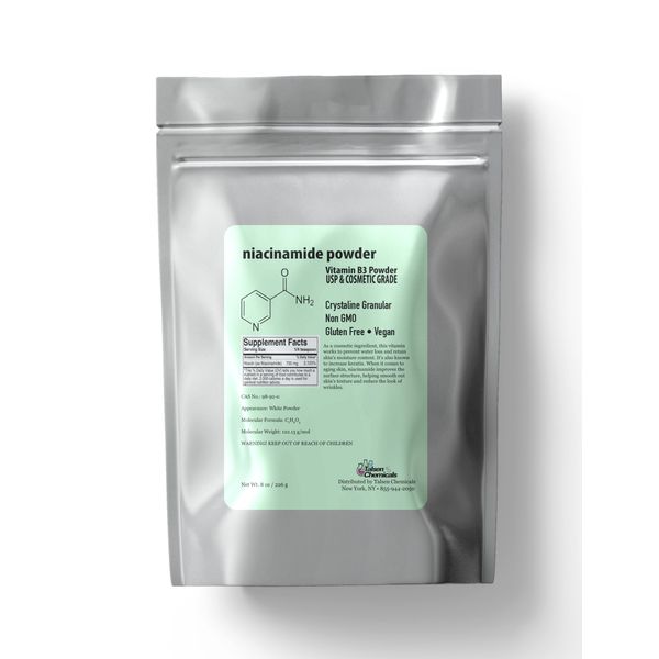 Talsen Chemicals Pure Niacinamide Powder for Skin Care (Vitamin B3) DIY Niacinamide Serum, Niacin Powder (8 Ounce / 226 Gram) Cosmetic Grade