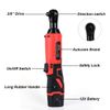 Cordless Ratchet 3/8" Right Angle Wrench Impact Power Tool w/2 Battery 7 Socket