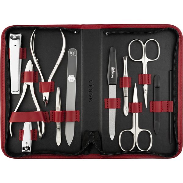 marQus Nail Kit for Men and Women - Manicure Set 12 pcs - German Made Nail Kit - Grooming Set - Genuine Leather Case with exclusive Glass Nail File - Manicure Set made in Germany