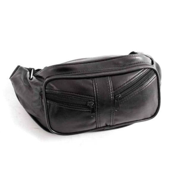 Soft Black Bumbag - Multiple Zip Compartments