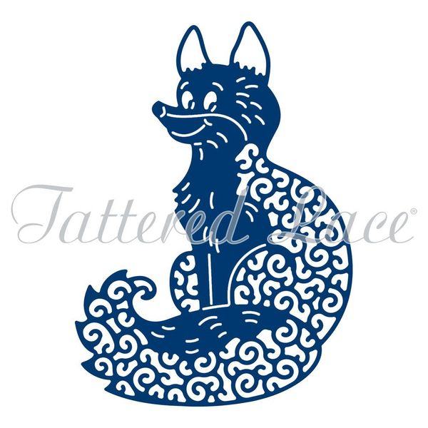 Tattered Lace Fox, Metal, Silver, 9 x 9 x 0.02 cm