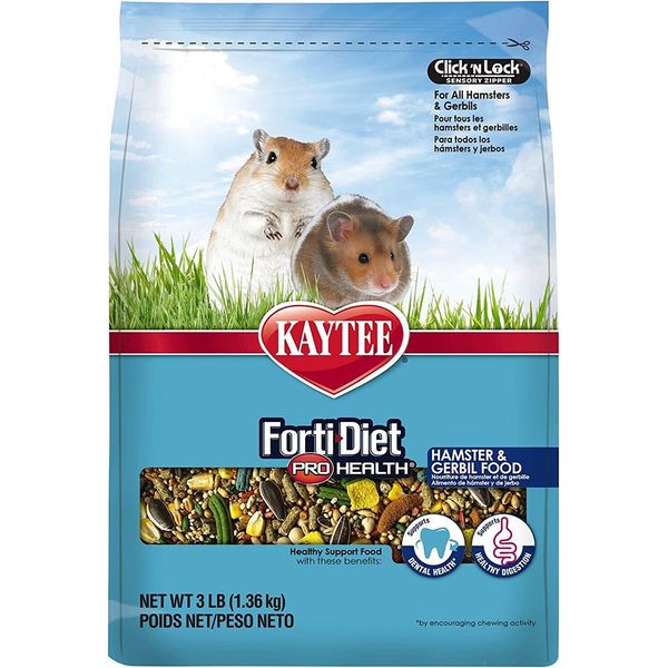 Kaytee Forti Diet Pro Health Hamster and Gerbil Food, Crunchy Treat, 3 Lbs