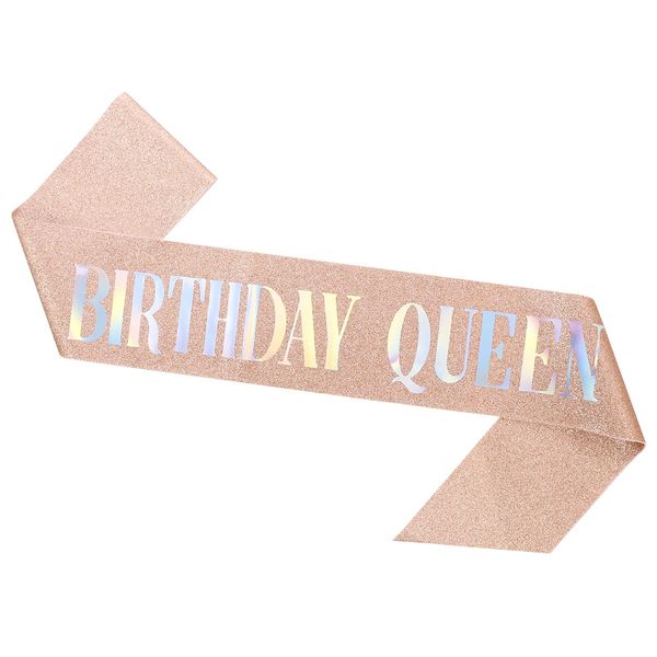 gerFogoo Rose Gold Birthday Sash Birthday Girl Satin Sash Party Favour Birthday Gift Birthday Accessories for Girls Woman,One Size(Birthday Queen)