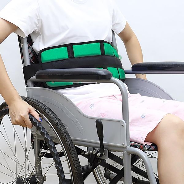 Portable Wheelchair Restraint Belt, Anti-Slip, Protection Belt, Wheelchair Safety Belt, Fall Prevention, Easy to Install, Assistant, Wheelchair Seat Belt, Adjustable, Safety Fastening Belt, Mesh Guard, Patients, Elderly, Elderly, Handicapped People, Green