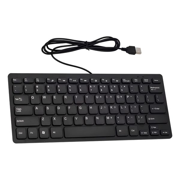 OHHXGK USB Wired Mini Keyboard, Slim Ergonomic Keyboard Small Compact Simple Wired Business Keyboard for Laptop and Desktop Computer, Plug and Play Small USB Keyboard