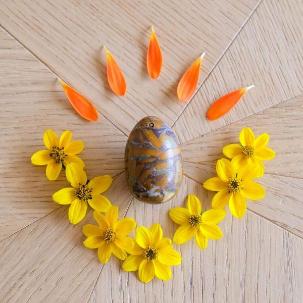 Yoni Egg in Bamboo Jasper - Large - Hole