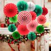 Paper Christmas Decorations, Christmas Tissue Paper Hanging Paper Fans Honeycomb Balls Pom Poms Flower Christmas Ceiling Decorations Hanging Decoration for Xmas Winter Home Ceiling Wall Decor