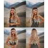 Platinum BLONDE Human HAIR Blend Multicolor Wavy Curly bangs layers