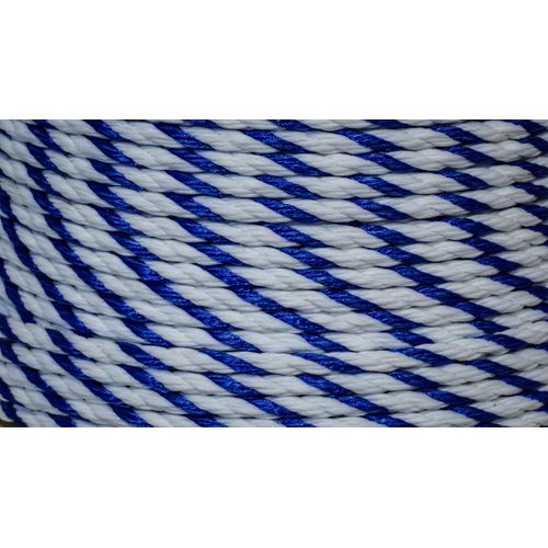 LILBURN ROPE CO. 3 Strand White and Blue Polypropylene Pool Swim Lane Rope - 1/4" 50 Foot Coil