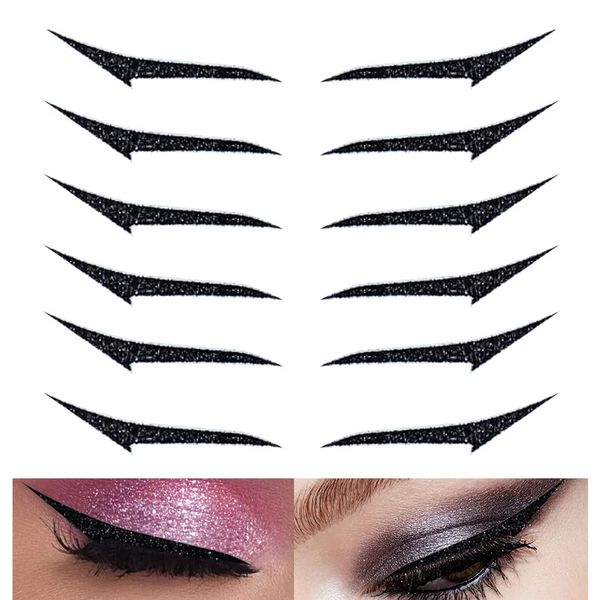 Zeayebsr Eyeliner-Aufkleber,6 Paar schwarze dünne Eyeliner-Aufkleber, wiederverwendbare Eyeliner-Aufkleber, einfach anzubringen und zu entfernen (GT2204)