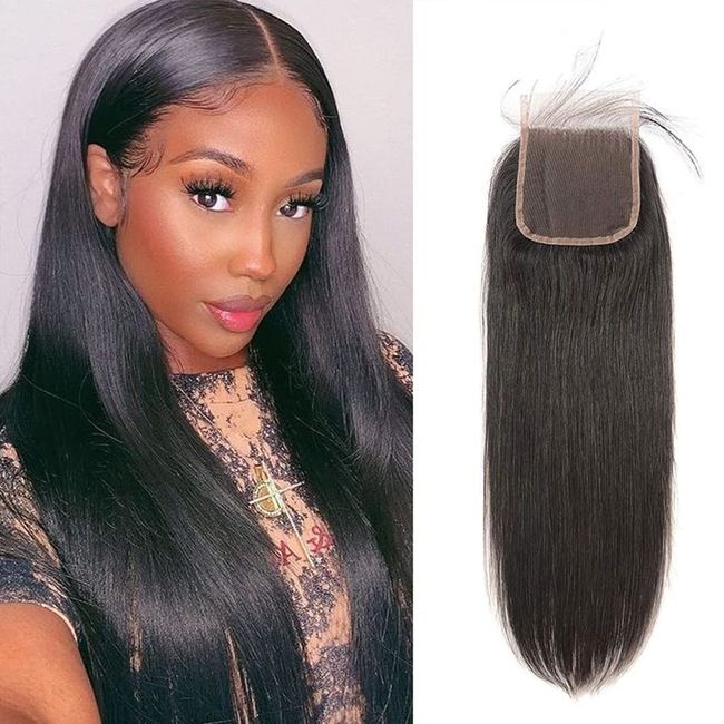 4x4 Lace Closure Human Hair Closure 4x4 Closure Top Swiss Lace Closure 4x4 Straight Closure 100% Unprocessed Virgin Hair Lace Closure Brazilian Remy Hair Closure 10 inch