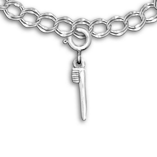 The Magic Zoo Sterling Silver Toothbrush Charm for Charm Bracelet