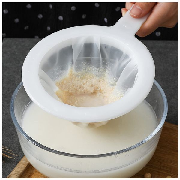 Kitchen Sieve Plastic Household Sieve Fine Mesh, 100/200/400 Mesh Filter Net with Handle Hook, Food Filter, for Seedless Jam, Flour, Yoghurt, Soy Milk Device 24 * 15cm (200 mesh)