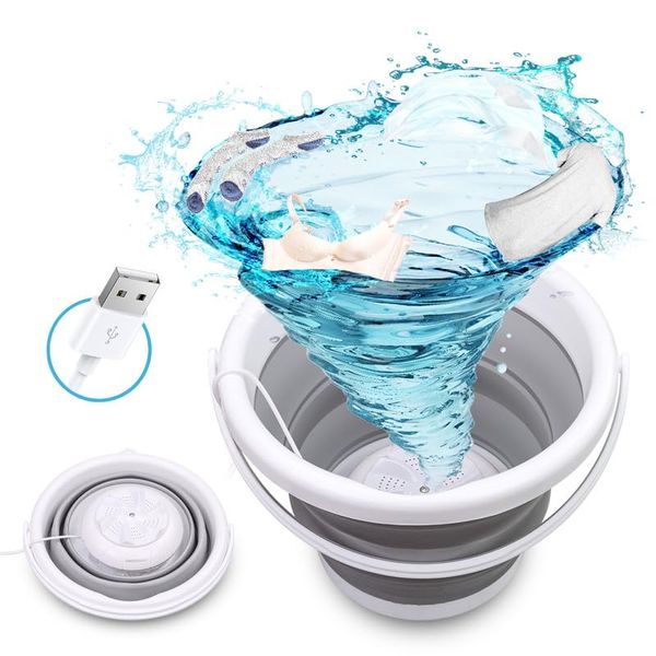 Mini Washing Machine, Ultrasonic Turbine Washer, Foldable Laundry Tub With USB Powered, Portable Compact Personal Baby Clothes Washer for Home Travel Apartments Dorms Socks Underwear Bra