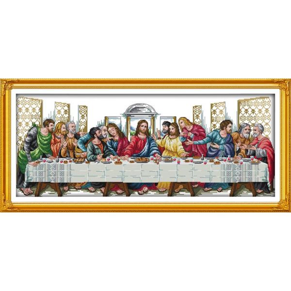 Joy Sunday Jesus Cross Stitch Kit 14CT Counted Embroidery Starter Kit for Beginners Unprinted The Last Supper