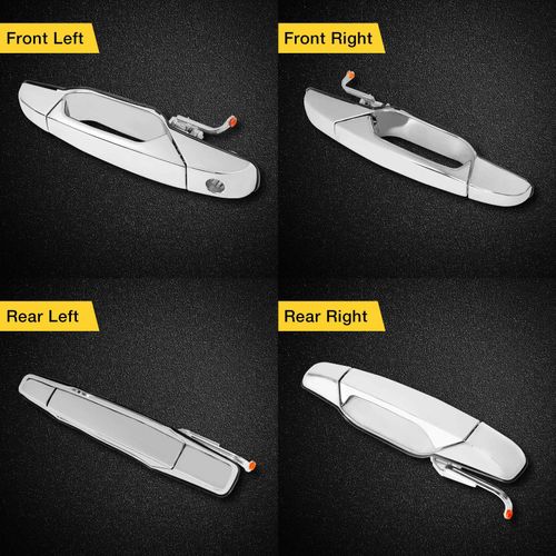 4Pcs Exterior Chrome Door Handle Front Rear Driver & Passenger Side | for 2007-2014 Chevy Silverado Suburban Tahoe Avalanche, GMC Sierra Yukon, Cadillac Escalade | Replaces# 22738721, 22738722