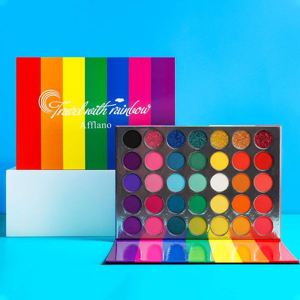 Palette Ombretti Make up Professionali Arcobaleno Colorati,Afflano Eyeshadow Palette Matte Glitter,Rosa Rosso Arancio Giallo Verde Blu Viola,Ombretto Palette per Trucco Luminoso Sfumabile per le Donne