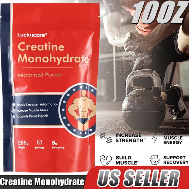 Luckycare Creatine Monohydrate Muscle Build 100% Pure Powder 10OZ-5g Per Serving