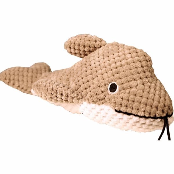 Patchwork Pet Dog Toy, Dolphin, 10" L, Gray
