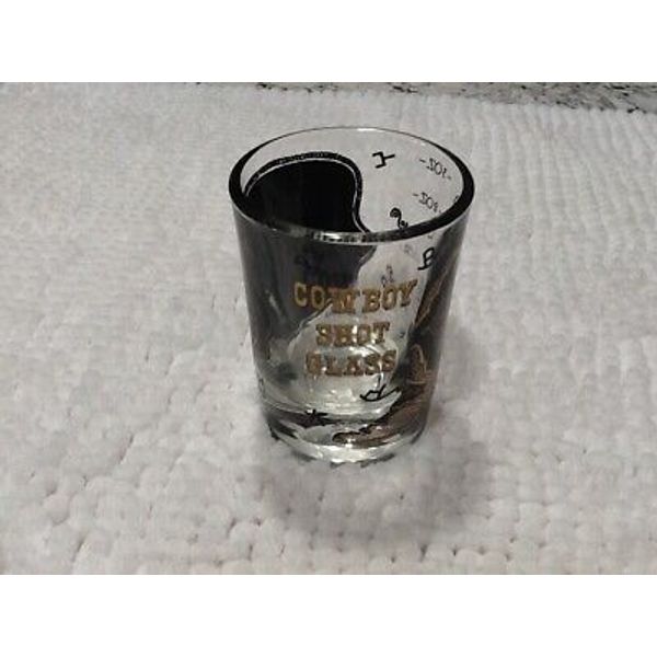 Vintage Cowboy Shot Glass 3oz. ''I've Drunk To Your Health....''