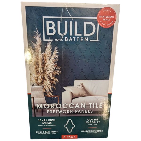 BUILD BATTEN MOROCCAN STATEMENT ART WALL PANELS 8  13" X 21" 15.2 SQ. FT.