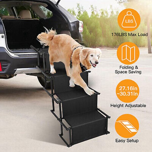 Folding Dog Ramps for Car SUV Truck Pet Ramp Steps Ladder 176LBS Load Portable