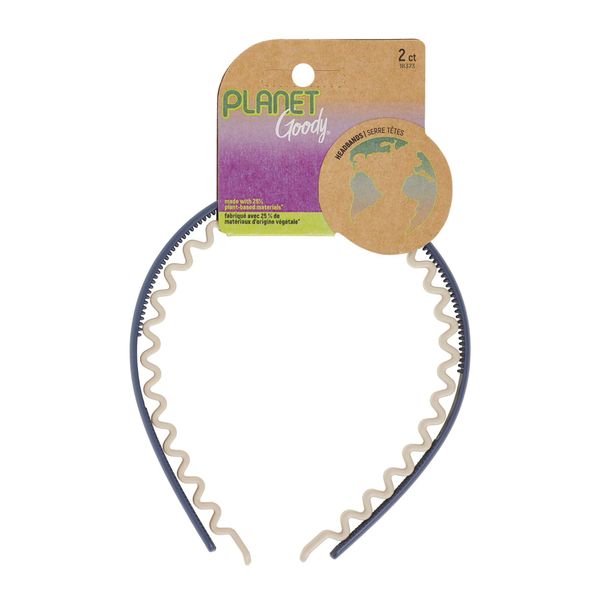 GOODY Planet Classic SlideProof Headbands 2ct Oatmeal and Navy