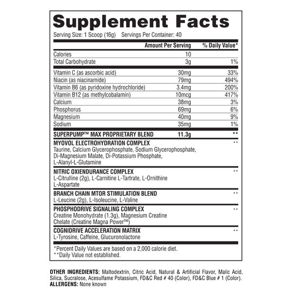 Gaspari Nutrition Super Pump Max, Pre Workout Supplement 40 Servings, Sustained Energy & Nitric Oxide Booster Supports Muscle Growth, Recovery & Replenish (40 Servings, Rainbow Candy)