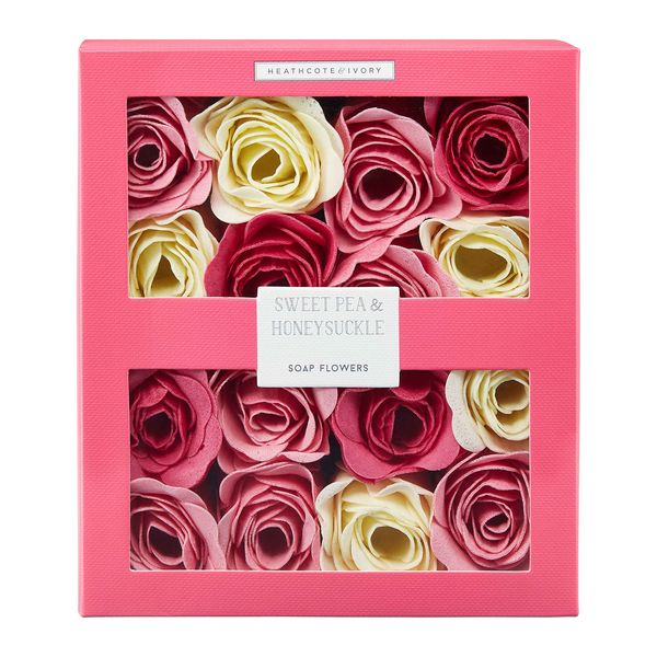 Heathcote & Ivory Sweet Pea & Honeysuckle Scented Soap Flowers For A Lazy Spa | Add Luxury to Bathing | Skin Friendly | Cruelty Free & Vegan Friendly | 96g