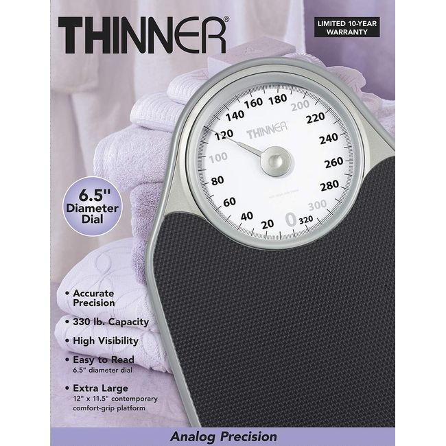 Thinner by Conair Bathroom Scale for Body Weight, Extra-Large Analog Scale  Me
