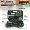 27 Pcs Cordless Drill Household Hand Tool Kit Hammer Pliers Green w/Bits Toolbox