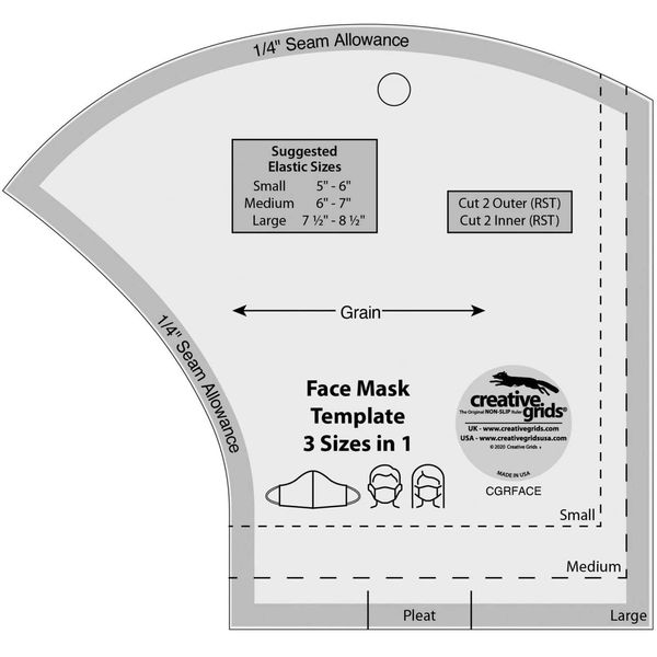 Creative Grids Face Mask Template 3 Sizes in 1 - CGRFACE