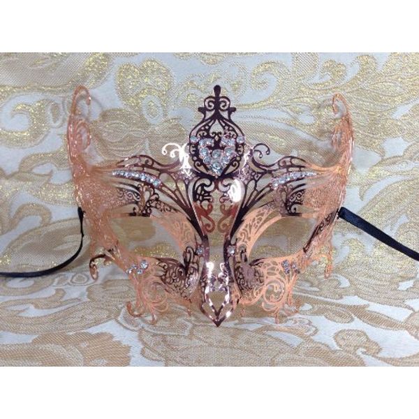 Laser Cut Venetian Masquerade Mask Costume Royal Crown Inspire Designs - Black w/Purple Rhinestones