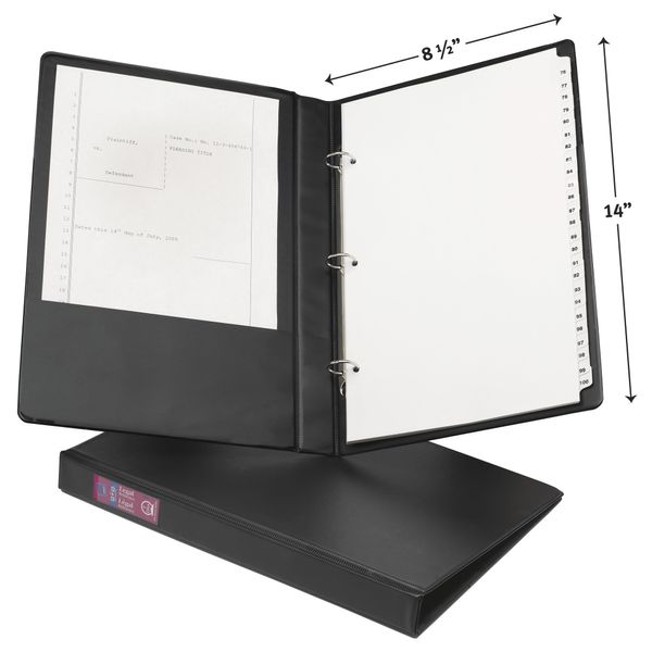 Avery Legal-Size Durable 3 Ring Binder, 1" Round Rings, Holds 8.5" x 14" Paper, 1 Black Binder (06400)