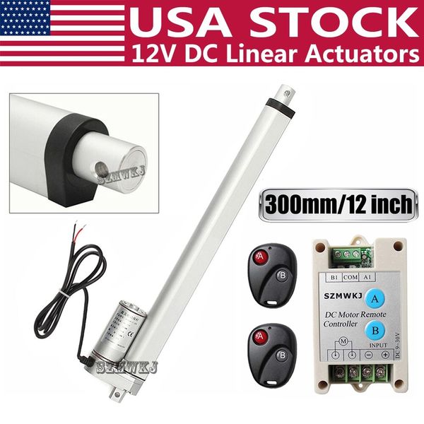 DC 12V 12" inch Linear Actuator W/ Wireless Remote Controller for Electric Power