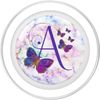 Purple Butterfly Letter A Initial Personalized Monogram PopSockets PopGrip for MagSafe