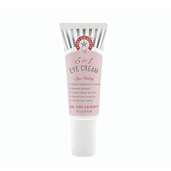 First Aid Beauty 5 in 1 Eye Cream: Multi Action Anti Aging Eye Cream for Dry Sensitive Skin. Great for All Skin Types. (0.5 Ounce)