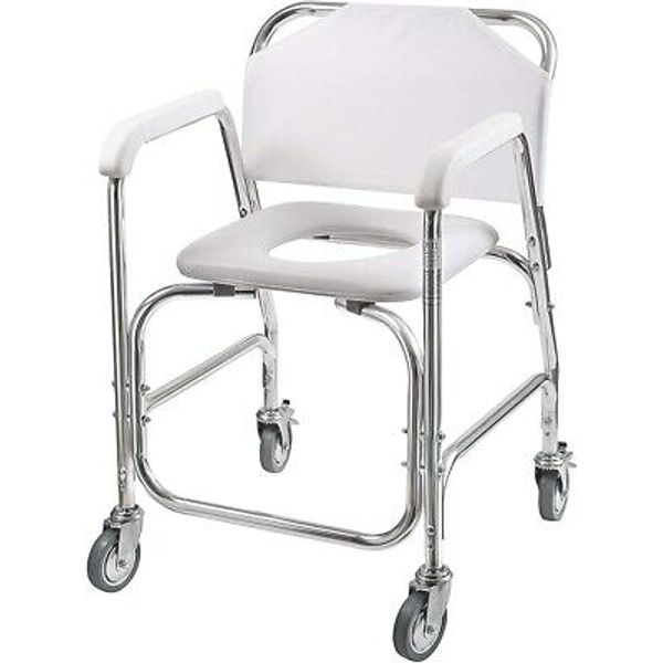 Rolling Shower Chair, Commode, Transport Chair, Rolling Bathroom Wheelchair