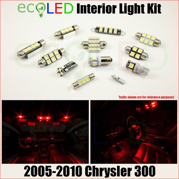 Fits 2005-2010 Chrysler 300 RED Interior LED Light Package Replacement Kit 12 PC