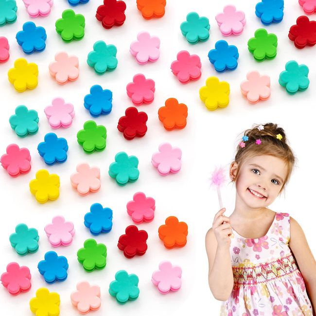 50 stück Haarspangen Kinder, Haarklammer Blume, Haarklammern Mädchen, Blumen Haarspange, Kleine Blume Haarclips, Haarkrallen, Kleine Haarklammern für Baby Kleinkind Mädchen (Zufällige Farben)