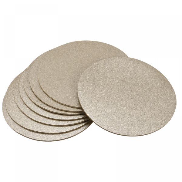 sourcing map 102mm(4.02") Round Coasters PU Cup Mat Pad for Tableware Gold Tone 8pcs