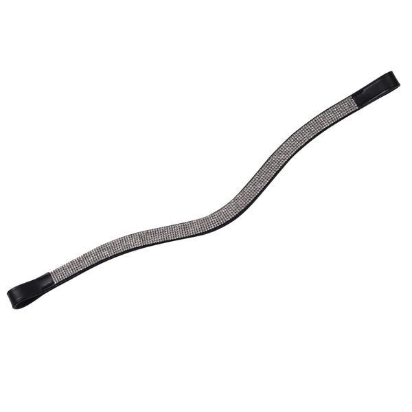 Collegiate Curved Silver Chain Browband, Black, Full