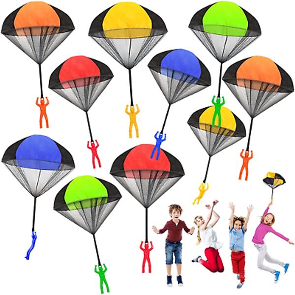 10 Pack Parachute Toy,Tangle Free Throwing Toy Parachute,Outdoor