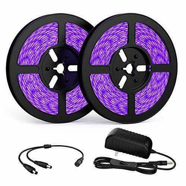 Onforu 32.8ft LED UV Black Light Strip Kit, 600 Units UV Lamp Beads, 12V