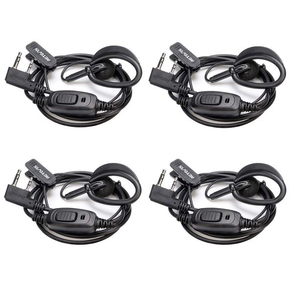 Retevis RT68 Soft Earhook Two Way Radio Earpiece Single Wire,in-Ear, Compatible RT22 RT21 H-777 RT68 H-777S RT22S RT18 pxton Arcshell Walkie Talkie, Walkie Talkie Earpiece 2 Pin(4 Pack)