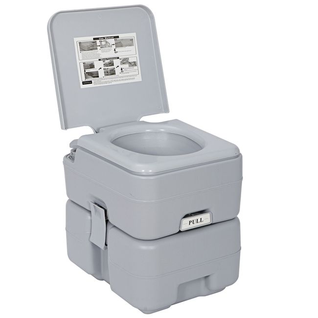 Portable Toilet 5.3 Gallon 20L Flush Travel Camping Outdoor Indoor Commode Potty